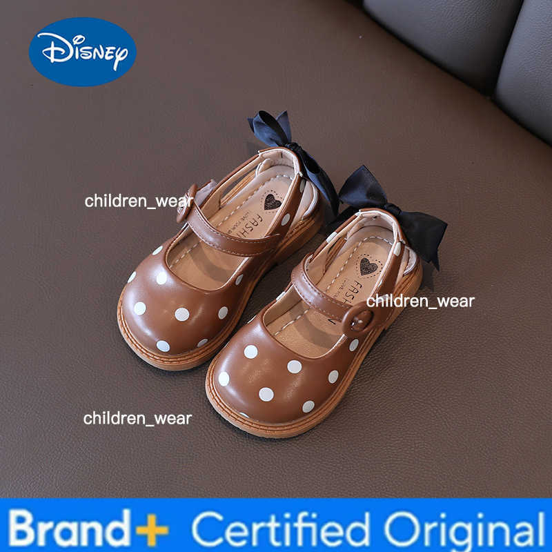 Disney Girls Half Sandals 2023 Spring Summer Shoes Toddlers Little Children Shoes Cut-outs Dots with Bowtie Bow-knot on The Back Sweet H260303