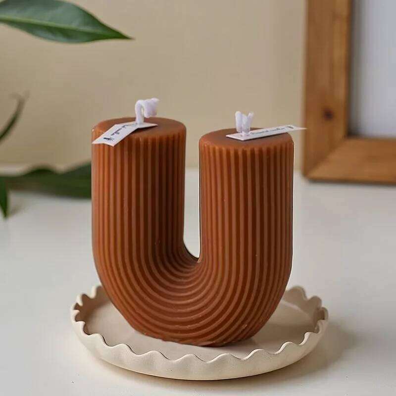 U-shaped Candle Scented Aesthetic Decorative Ribbed Home Personalized Smokeless Candles Gift Set for Guests W260303
