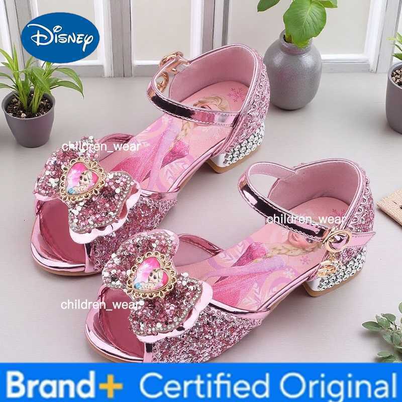 Disney Frozen 2 Elsa Princess Girls Crystal High-Heel Sandals Non-slip Soft Sole Cartoon Shoes Perfect for Party Catwalk H260303