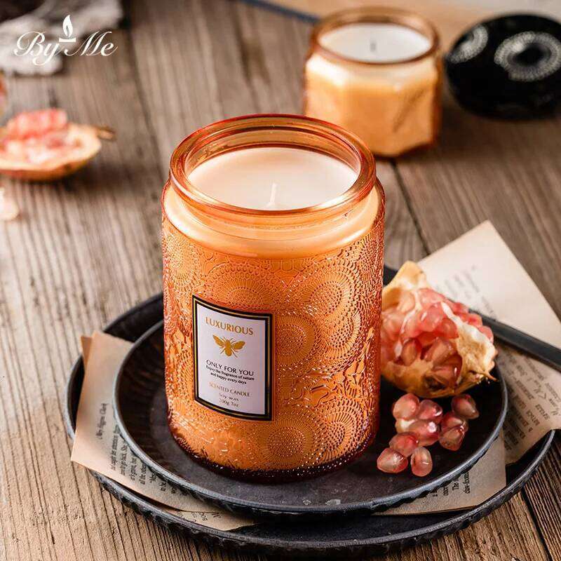 Essential Oil Scented Embossed Cup Candle Smokeless Bedroom Household Fragrance to Aid Sleep Hand-Poured Gift W260303