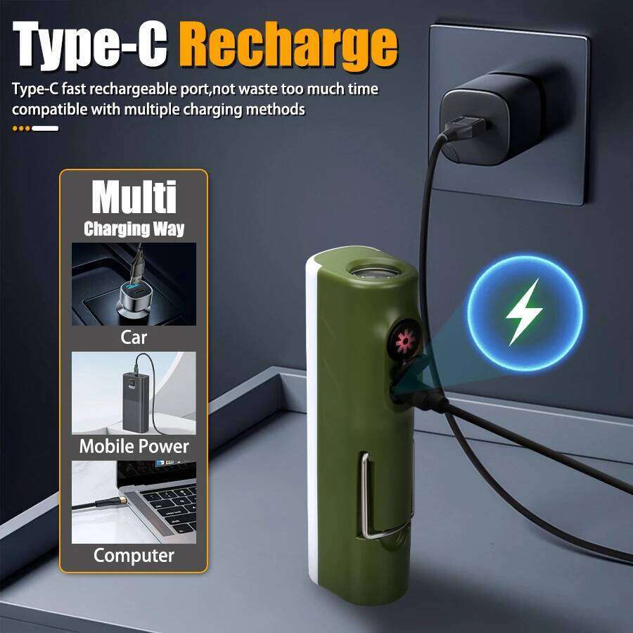 LED COB USB Rechargeable Dual Light Source 7 Lighting Modes Lamp with Hook for Outdoor Camping Fishing S260302