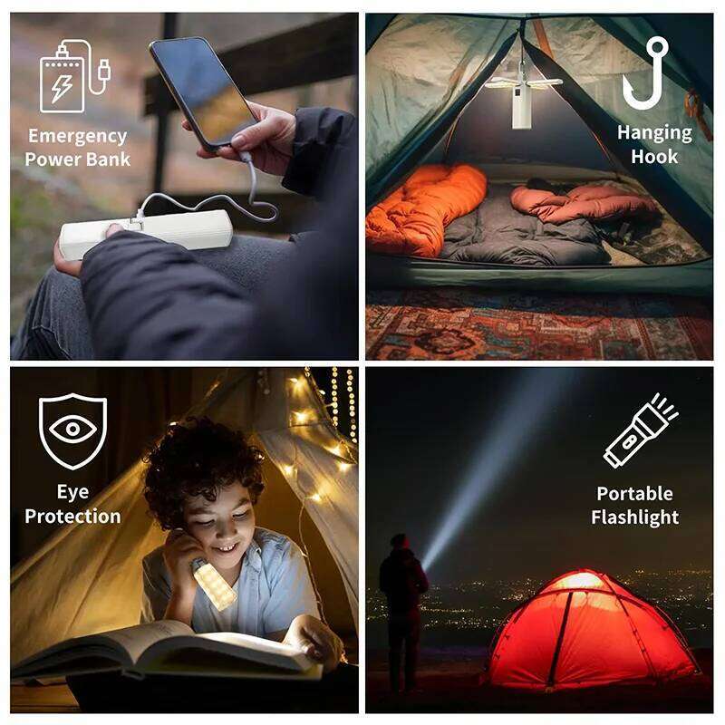 Outdoor Multifunctional LED Camping Light Portable Tent Hang Lights 2000mAh USB Rechargeable Folding Flashlight Emergency Lamp S260302