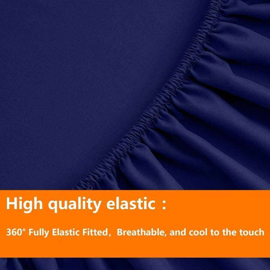 Navy Full Size Comforter Set - 7 Pieces Bed in a Bag Bedding with All Season Soft Quilted Warm Fluffy Reversible Includes Flat W260302