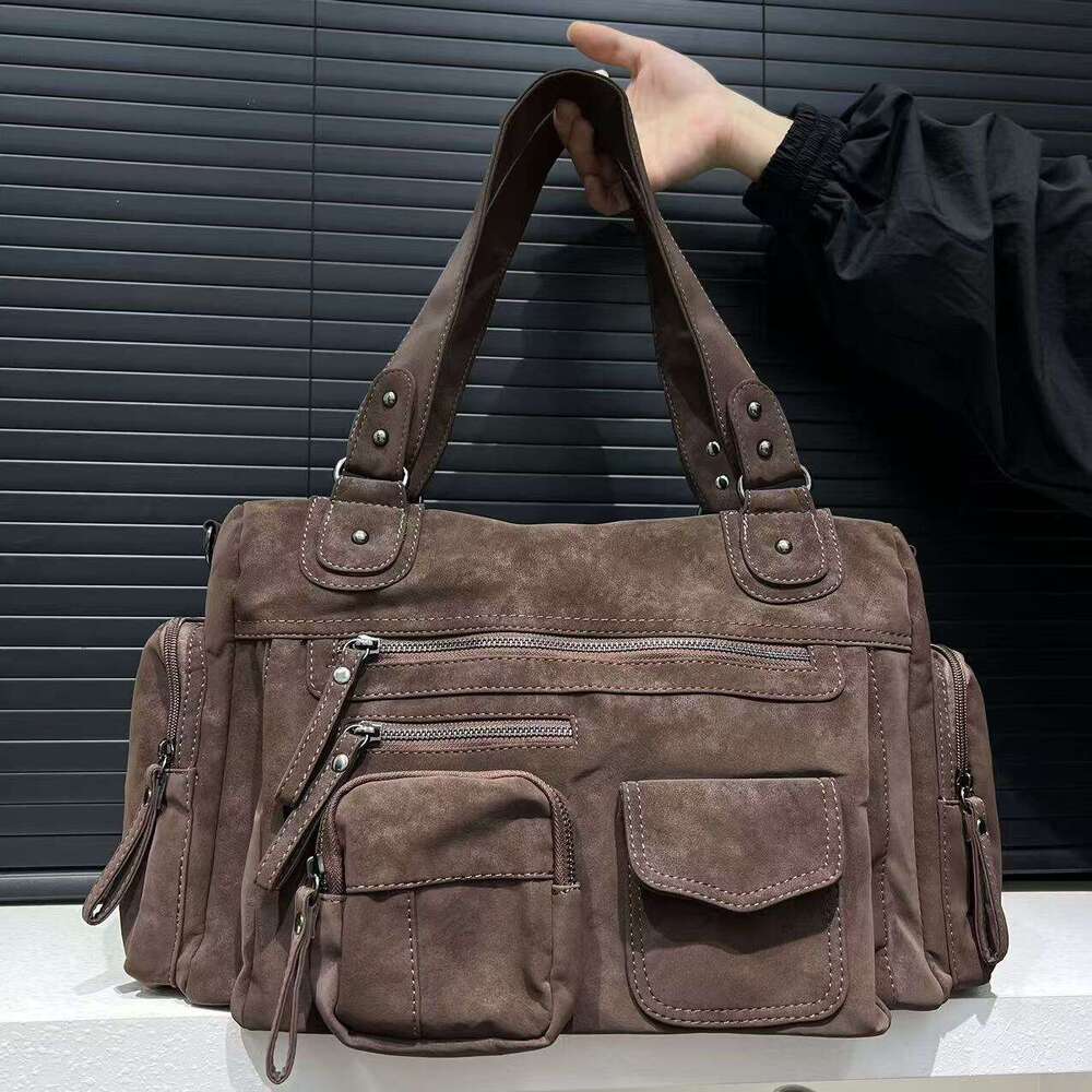 Luxury Shoulder Bags Totes Hobo Cross Border Exclusive New Women S Fashion Y K Style Retro Suede Large Capacity Tote Handbag SENYY