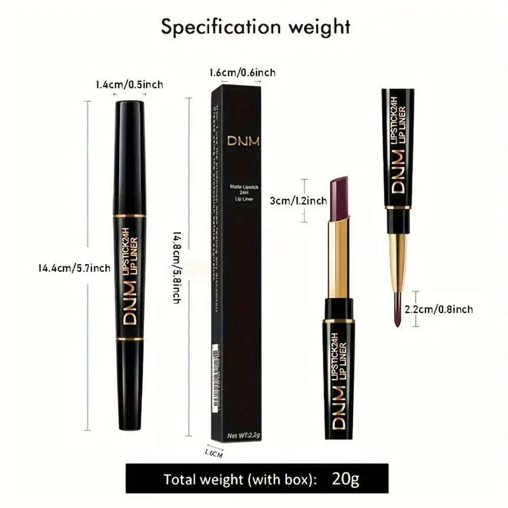 Double-ended Non-stick Cup Long Lasting Lipstick Lip Liner High Pigmented Waterproof Valentine's Day Gifts H260302