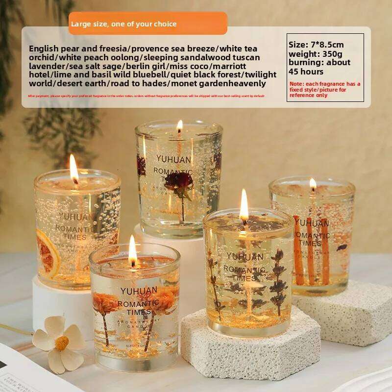 Jelly Wax ScentedCandle in Glass Cup Creative Fragrance Decor for Bedroom,LongLasting AromatherapywithDecorative Scented Candles W260303