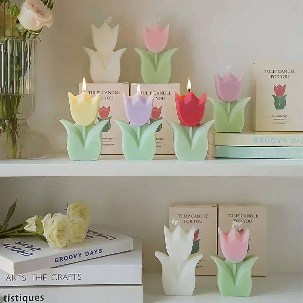 Exquisite Tulip Scented Candles - Ideal Wedding Favors, Luxurious Home Ambiance, and Felt Birthday Gifts for Women W260303