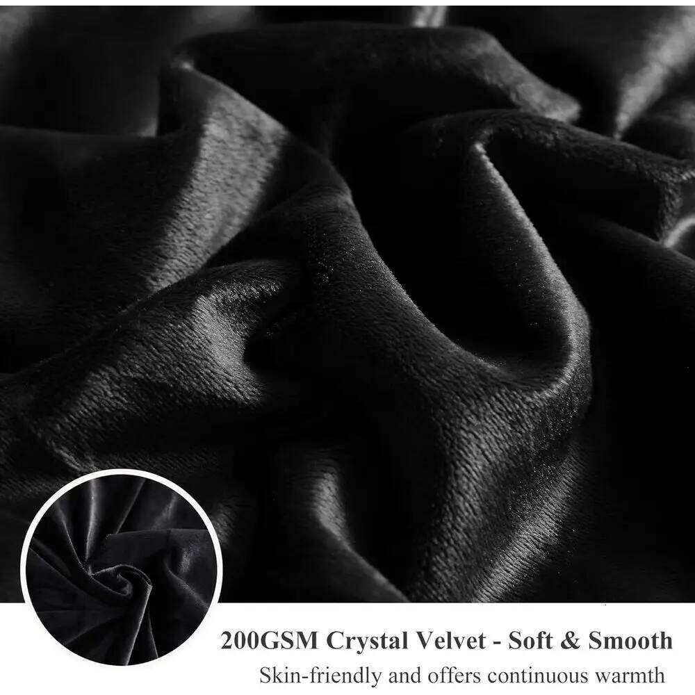 Luxury Soft Crystal Velvet Duvet Cover - Plush Faux Fur Comforter King, Black W260302