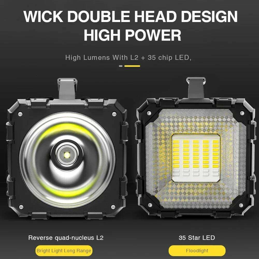Double Head Handheld Searchlight USB Rechargeable LED Super Bright Flashlight 10000mAh High Power Floodlight For Fishing Camping S260302