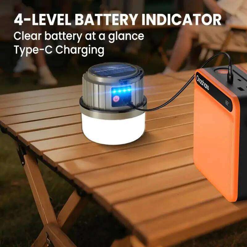 Solar 2400mAh Rechargeable LED IPX5 Waterproof Portable Emergency Lamp Outdoor Multifunctional Camping Light S260302