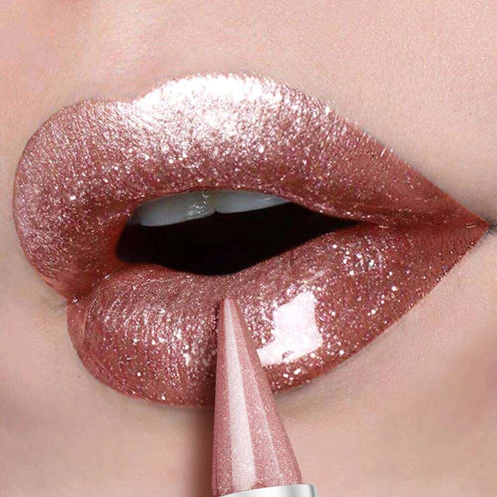 Nude pink waterproof and long-lasting metallic texture, pearlescent shimmering lipstick, suitable for all H260302