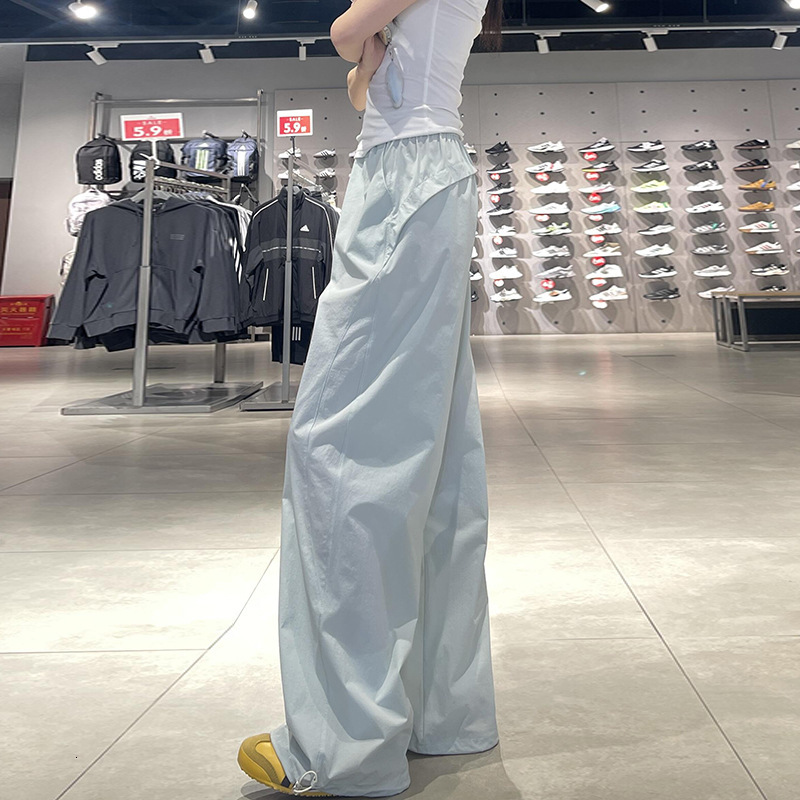 Blue Quick-dry Work Designer Pnts Pnts For Women Spring/summer 2026 New Style Fleece-lined Loose Stright-leg Csul Petite Wide-leg Sports Pnts
