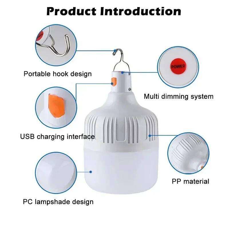 New Portable Lamp High Power USB Rechargeable LED Emergency Lights With Hook For Outdoor Camping BBQ Tents Lantern S260302