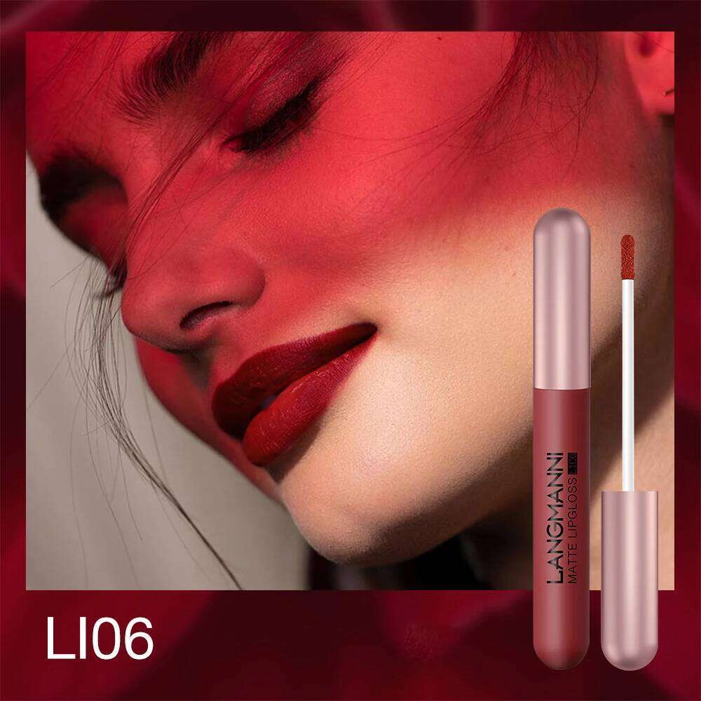 Langmani 6-pack/set matte lip gloss velvet lipstick, long-lasting and non stick to cup liquid lipstick H260302