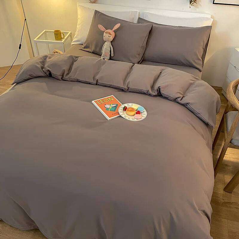 3-piece set, solid-color + one pair of pillowcases without cores, soft bedding, home down duvet cover W260302 W260302