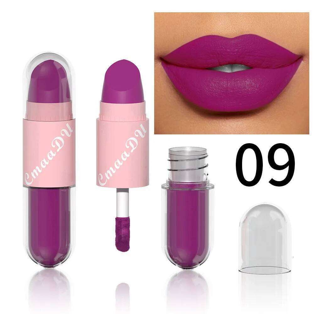 18Color 2In1 Matte Velvet Liquid Lipstick Double Head Sexy Red Purple LipGloss Moisturizing Lasting Waterproof Lip Glaze Make Up H260302