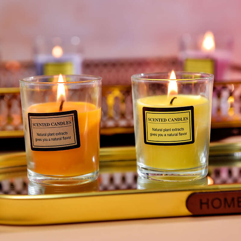 Cross-Border Small Round Colorful Scented Niche Fragrance Plant Essential Oil Smokeless Birthday Candle Cup Gift Wholesale W260303