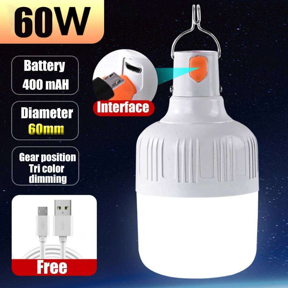 1-8pcs Rechargeable LED Indoor Outdoor Emergency Hookup Portable with Battery Flashing Lights Barbecue Tent Camping Light S260302