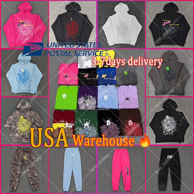 designer hoodies mens pants fashion spider hoodie and hight quality pants Stree puff print web hoodies Loose skin-friendly tracksuits Thick and pure cotton quality