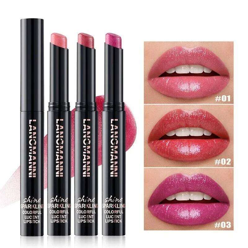 10 Colors Glitter Waterproof Long Lasting Moisturizing Non-Stick Cup Diamond Pearlescent Lipstick Nourish Lip Balm H260302