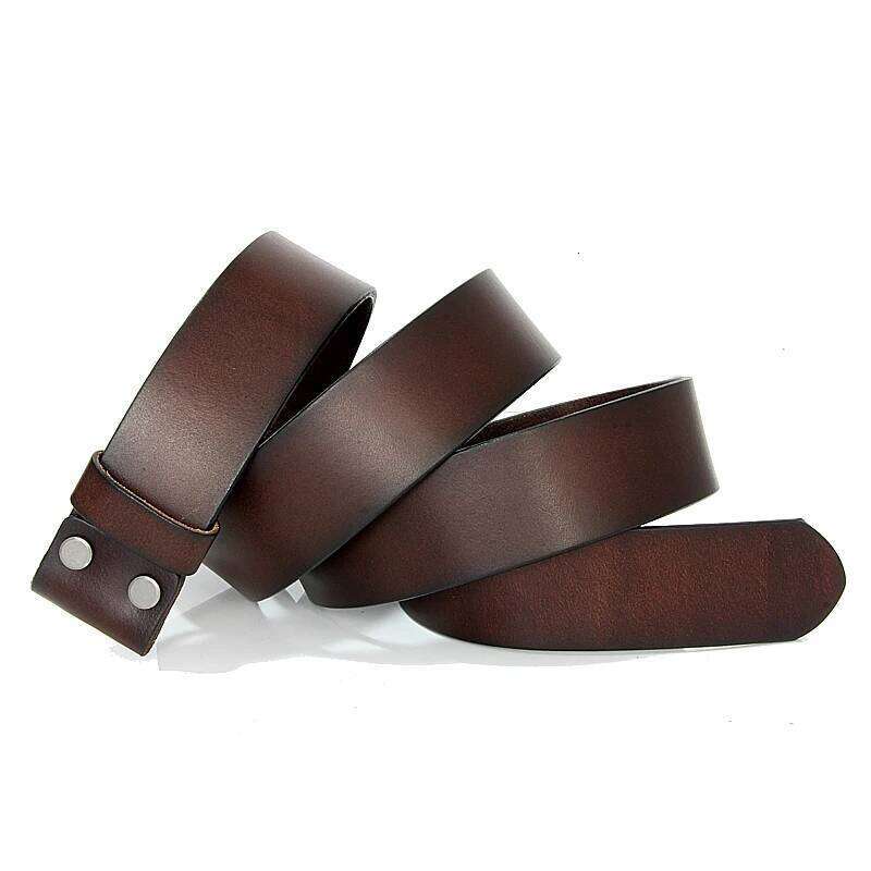 3.3cm and 3.8cm width Vintage No Buckle belt suit Smooth belts men luxury Cowskin Soild Genuine leather without buckle S260228