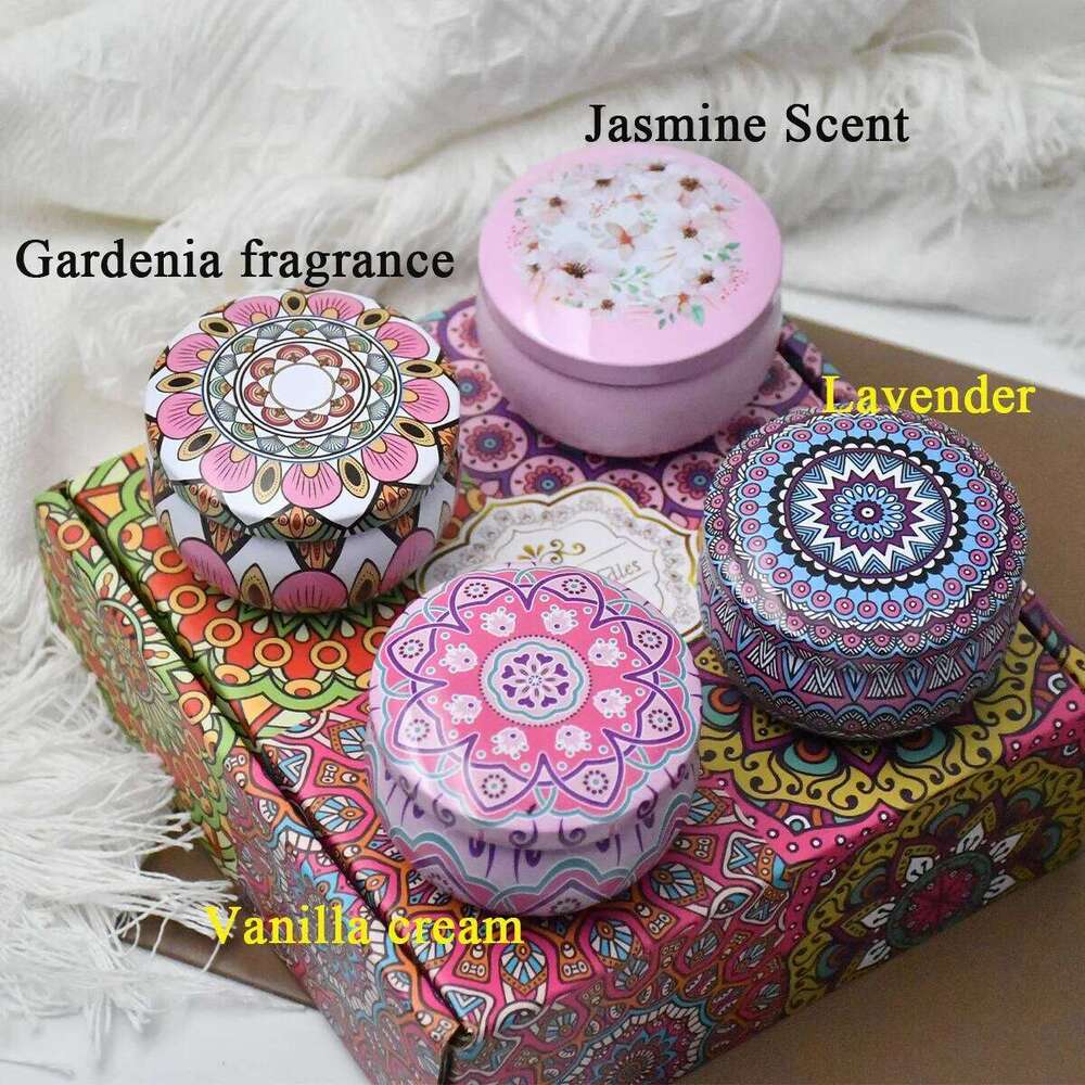 4pcs/box Scented Set Gift Islamic Arabic Patterns Aromatic Candle Jar DIY Smokeless Couples Romantic Incense Candles W260303