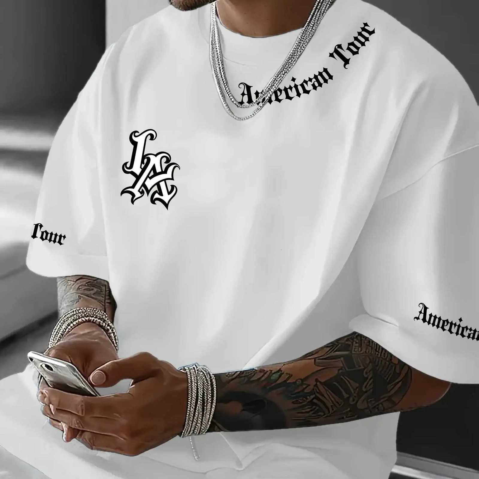 T-shirt 2025 Summer New Letter Print Casual Round Neck Short Sleeve Sports Unisex TopT260303