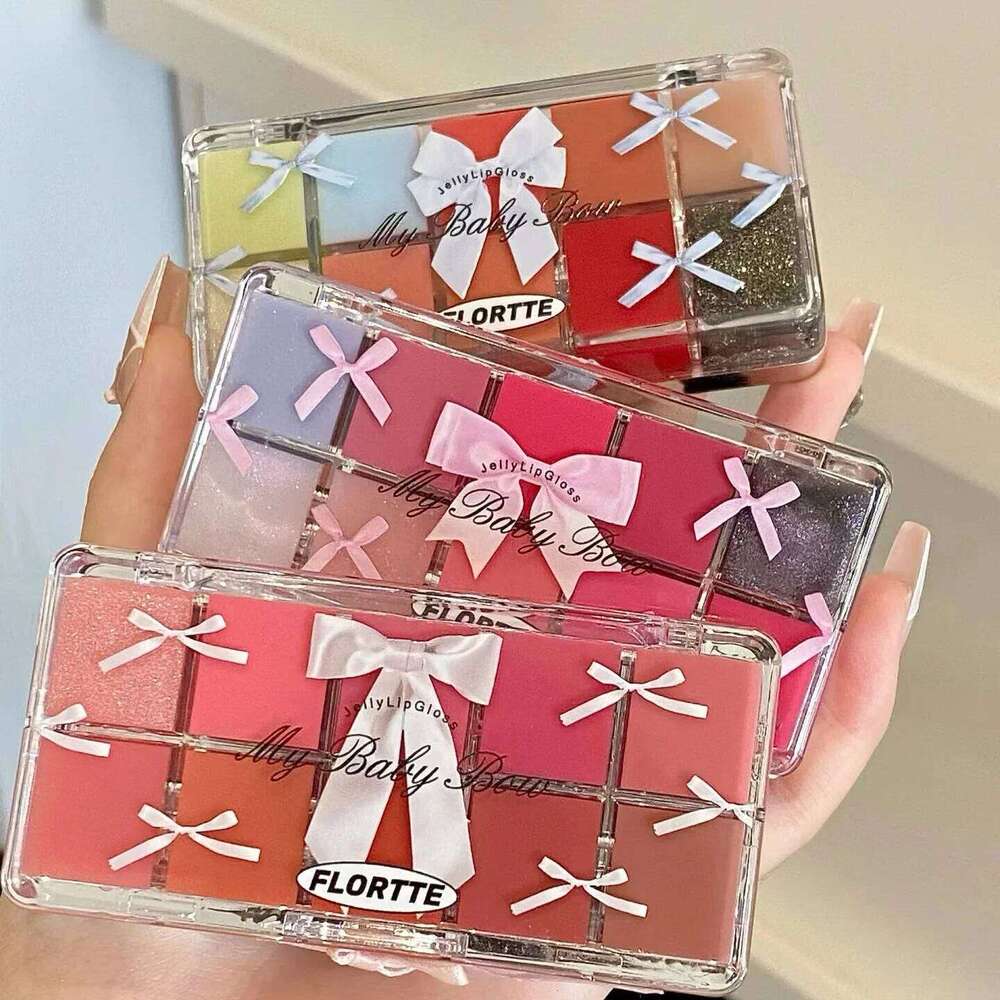 FLORTTE & My Baby Bow 10-color jell ylip gloss palette lipstick lip glaze H260302