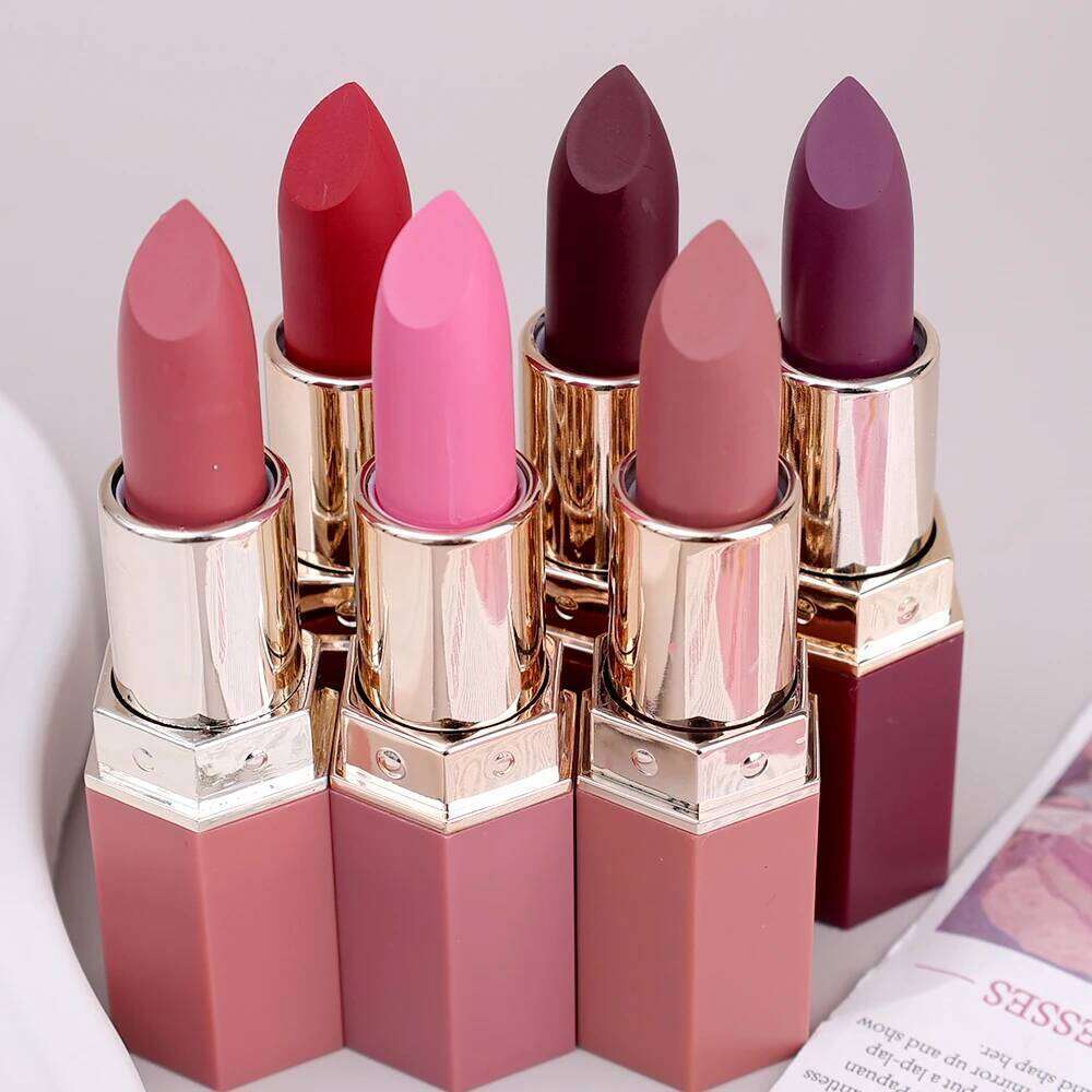 6colors Nude Velvet Lipsticks Waterproof Long Lasting Moisturize Lips Stick Not Fade Sexy Matte Lipstick Lip Gloss Women Makeup H260302