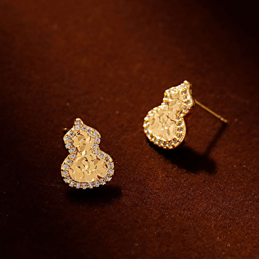 Full Diamond Crushed Ice Gourd Earrings Women Exquisite Fashionable Earrings Suitable For Commuting