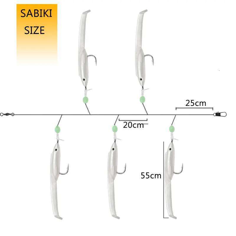Mrlurion 1bag Cluster Soft artificial Eel Sabiki Rigs String Hooks Lure Fishes Saury Squid Mackerel Scad Saltwater Fishing Z260228