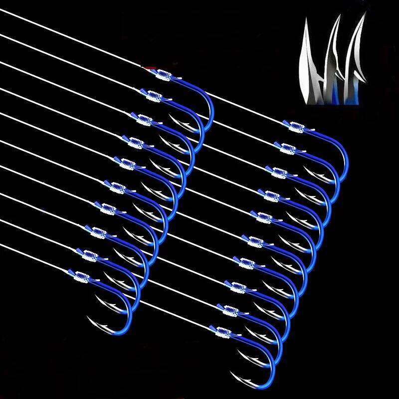 Steel Fish high carbon carp Hook Japanese-style seawater fishing Ansuo binding line 45CM Fishing hook 10 pairs / bag Z260228