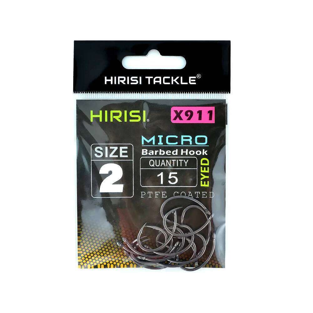 Hirisi 45pcs Micro Barbed PTFE Coated High Carbon Steel Fish Hook With Eye Carp Fishing Accessories X911 Z260228