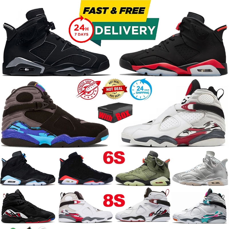 Design 6s 8s Basketball Shoes Cap and Gown Infrared Salesman Bugs Bunny Aqua Men Women Sneaker Daily Outfit Outdoor Casual Classic Sports Shoes 40-47 With box