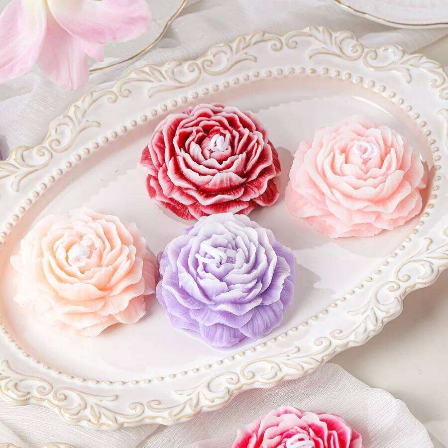 1pc Peony Flower Aromatherapy Candle Christmas Decoration Bridesmaid Box Packaging Birthday Wedding Favor Easter Gift W260303