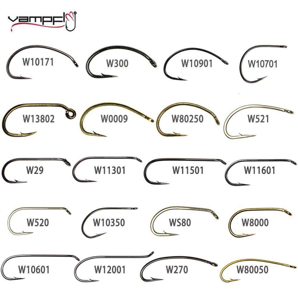 Vampfly 50pcs Barbed Fishing Nymphs Pupa Egg Dry Wet Jig Nymph Caddis Streamer Fly Tying Hook Z260228