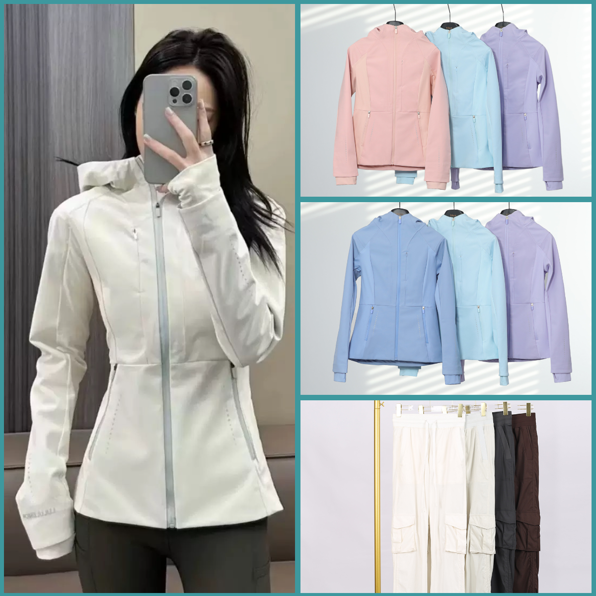 Yoga Clothes Windbreaker Sportswear Designer Woman Running Long Sleeve Sweatshirt Sports Jackets Cargo pants with pockets Women Workout Tops Activewear