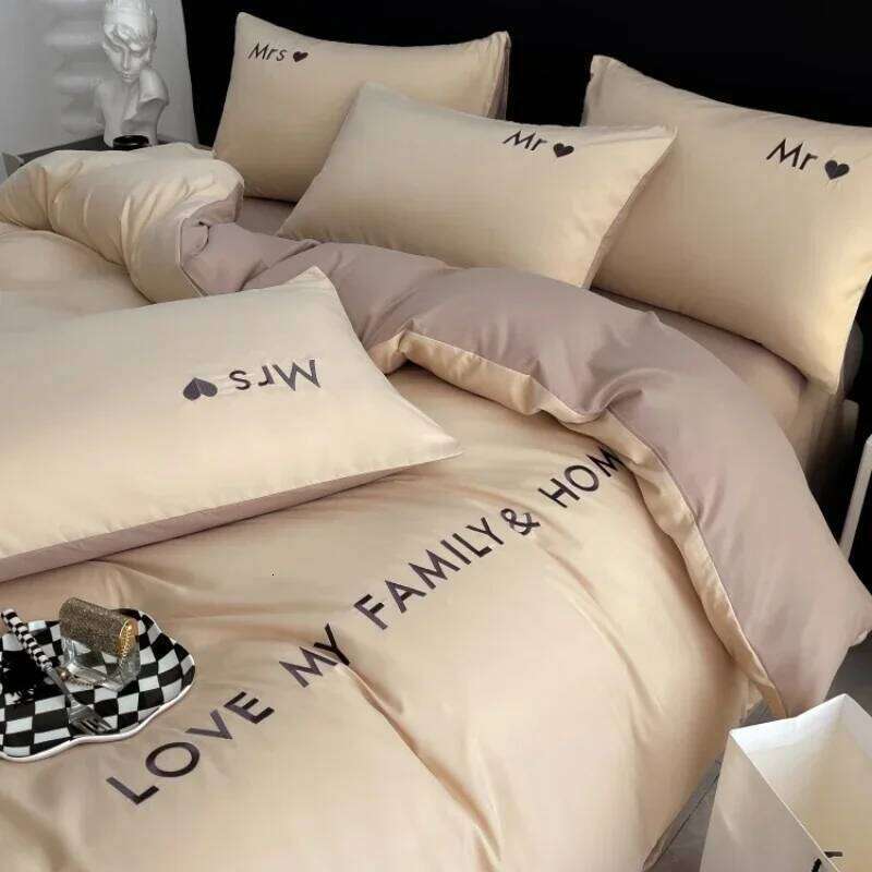 Nordic Luxury Egyptian Cotton Bedding Set King Queen Double Twin Size with Sheet Duvet Cover Pillowcases 1/2 People Bed Linens W260302 W260302