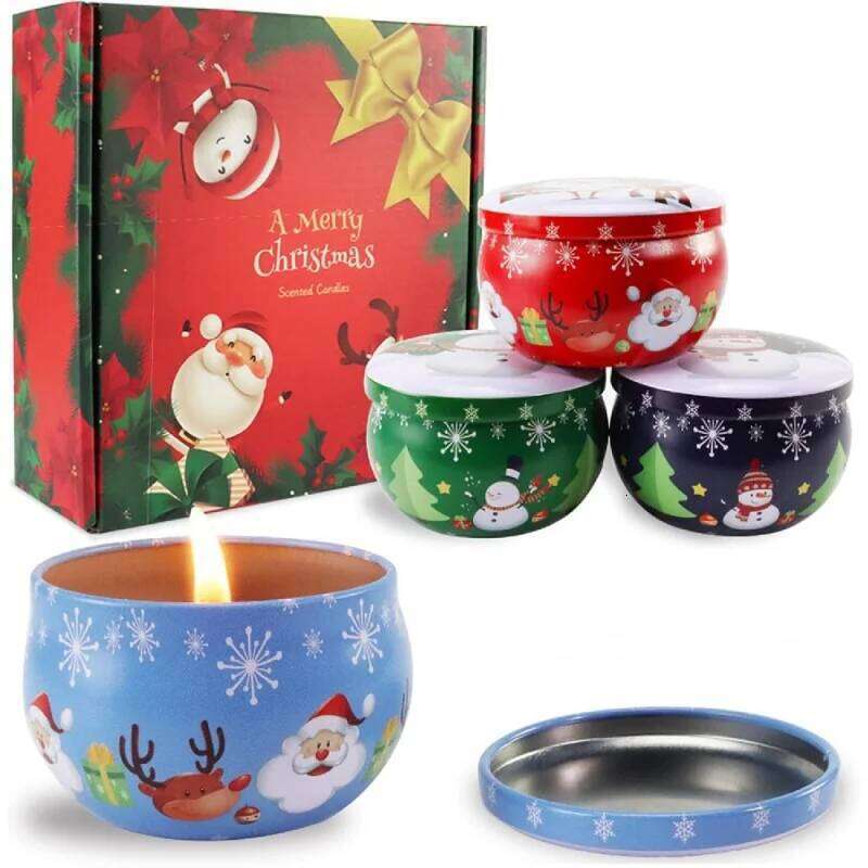 2.2 Oz Scented Gift,Christmas Aromatherapy Candle Set with Gifts, Home Aromatherapy, Birthday Candles Burning for a Long W260303