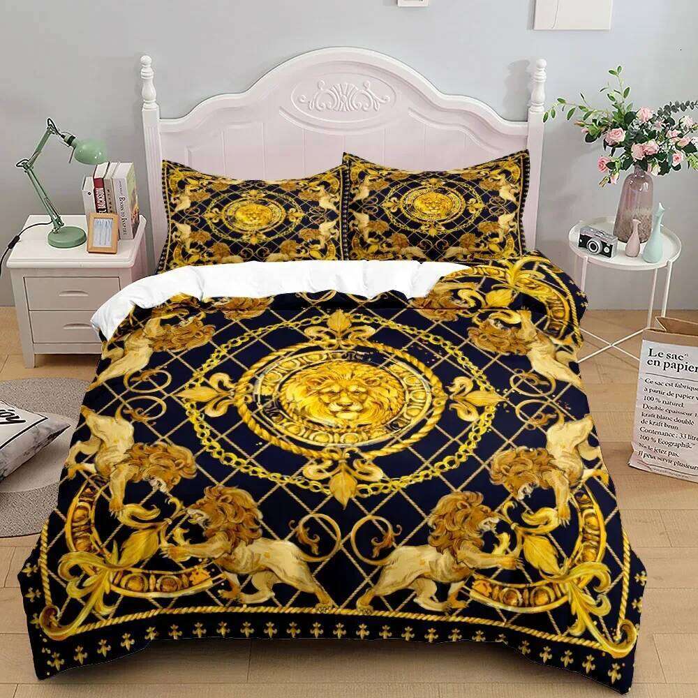 Luxury Baroque Bedding Sets Black Golden Duvet Twin Double Queen King Size Comforter cover set for Gift Bed Linen W260302 W260302