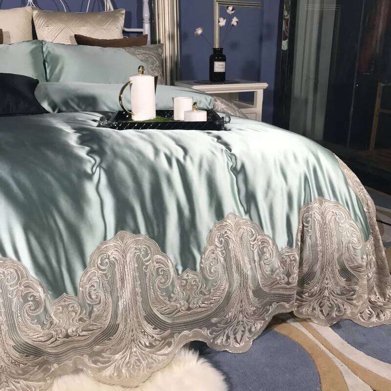4/6Piece Minimalist Style Bedding Set Lace Edge Duvet Cover Silk Cotton Soft Sheet Pillowcase Twin Full Queen Size Bedclothes W260302