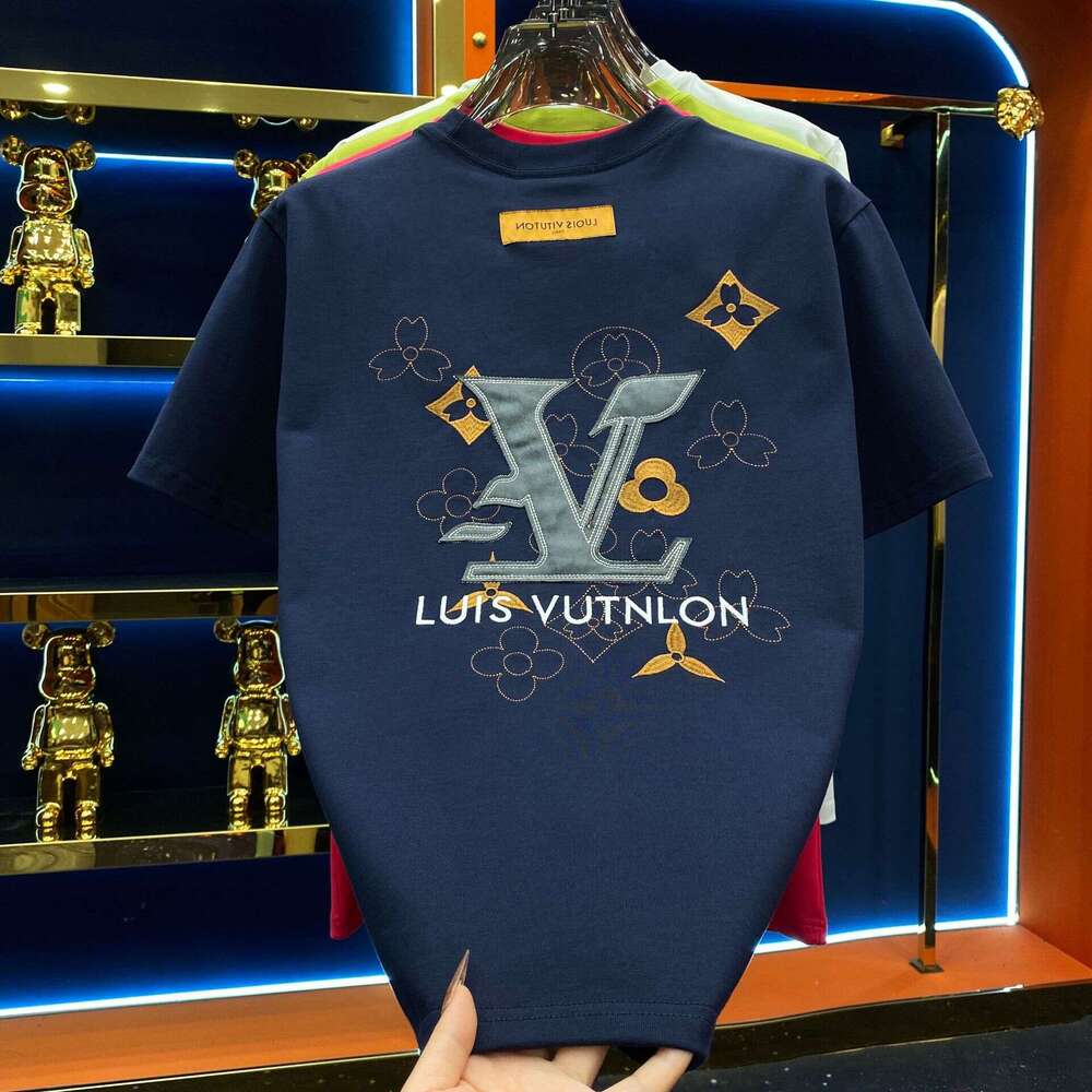 Trendy Light Luxury Loose Fit Letter Print Short Sleeve Men's T-Shirt Spring Summer Versatile Personality Four Seasons Unisex