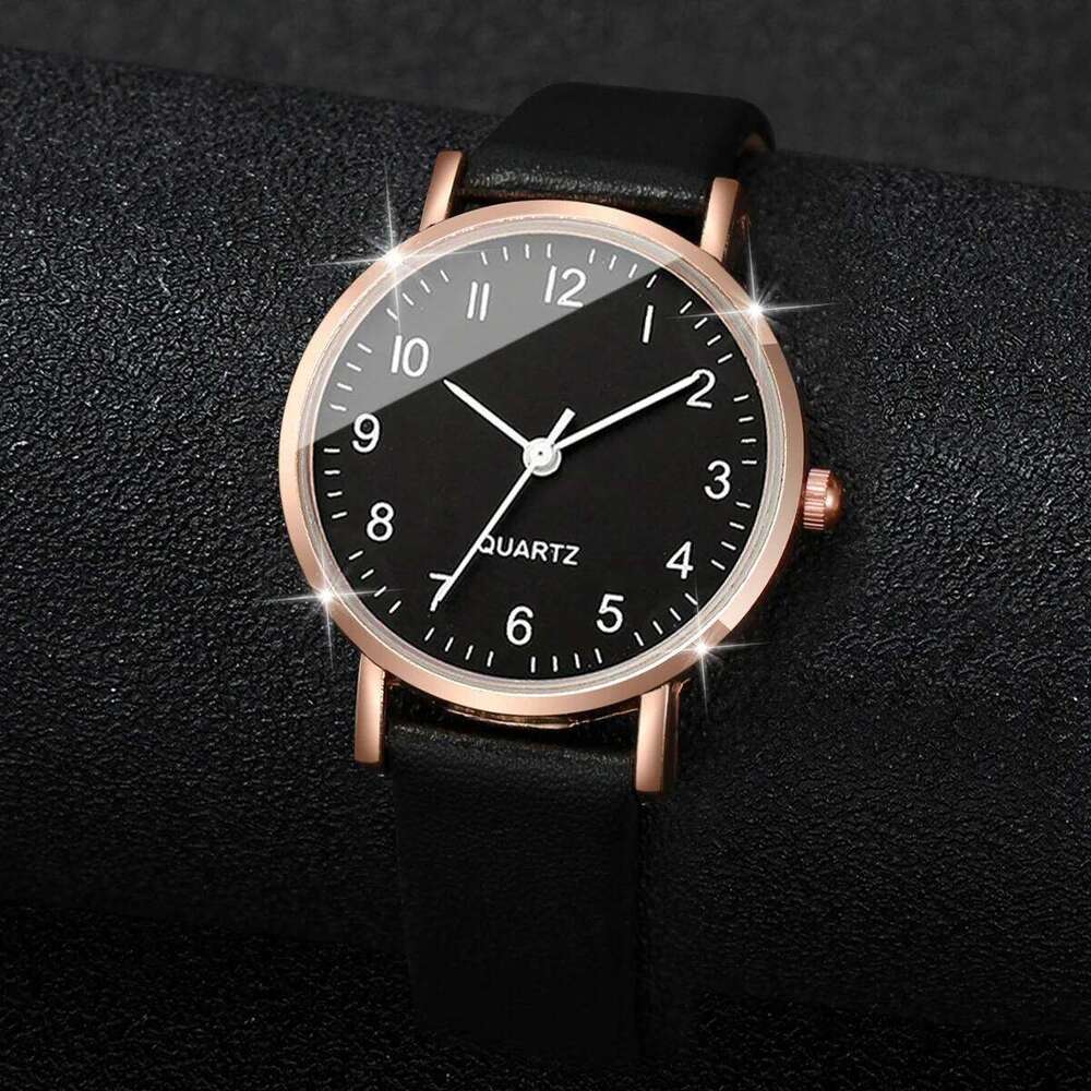 2PCS Fashion Arabic Dial Women's Quartz Watch Leather Band Watches SetWithout Box XJ260303