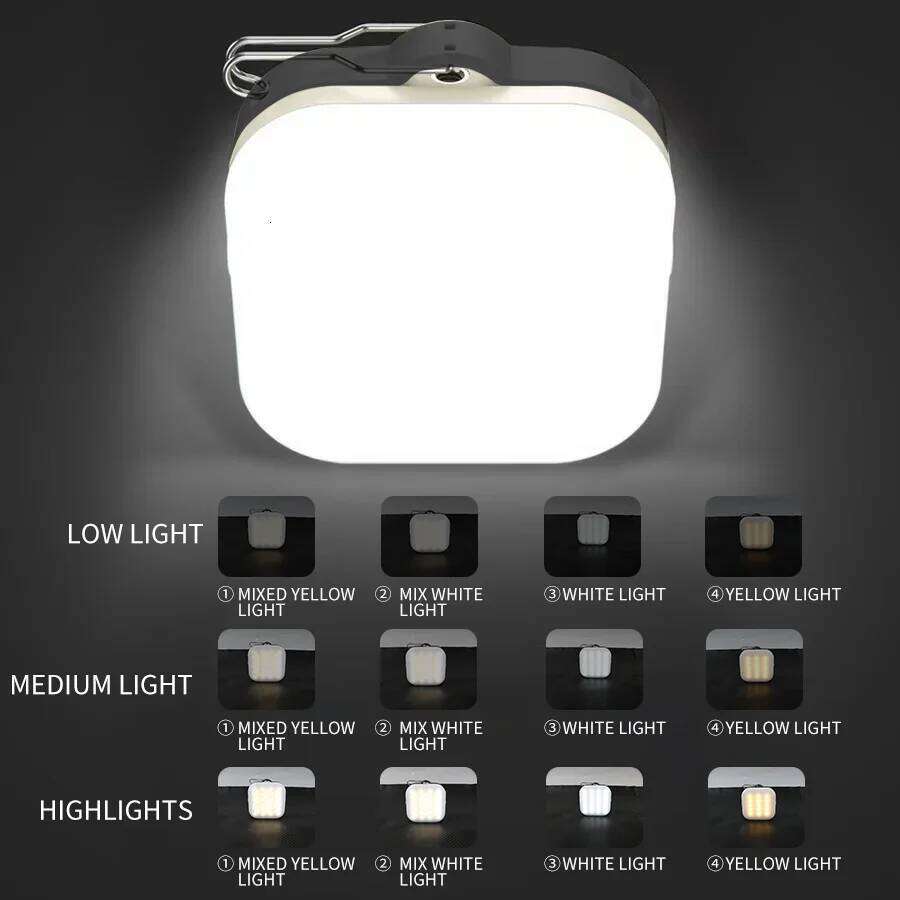 Mini COB Floodlight Rechargeable Pocket Lantern Outdoor Camping Emergency Waterproof Tent Light with Digital Display & Hook S260302