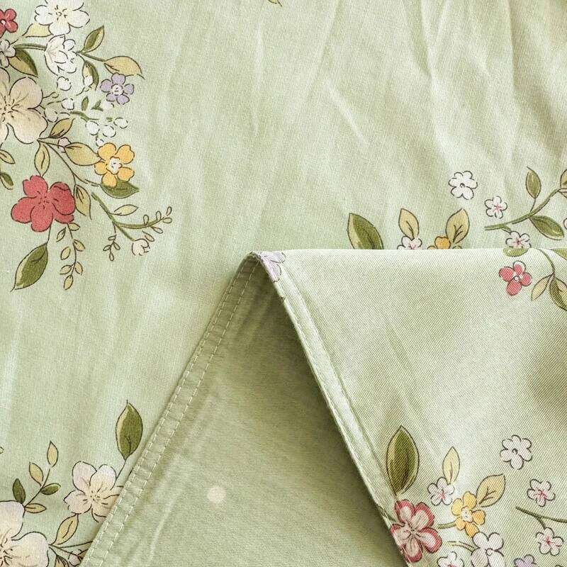 Chic Fresh Duvet Queen Soft 100% Cotton Floral Green Bedding Set with 2 Pillowcase Garden Botanical Comforter Cover W260302