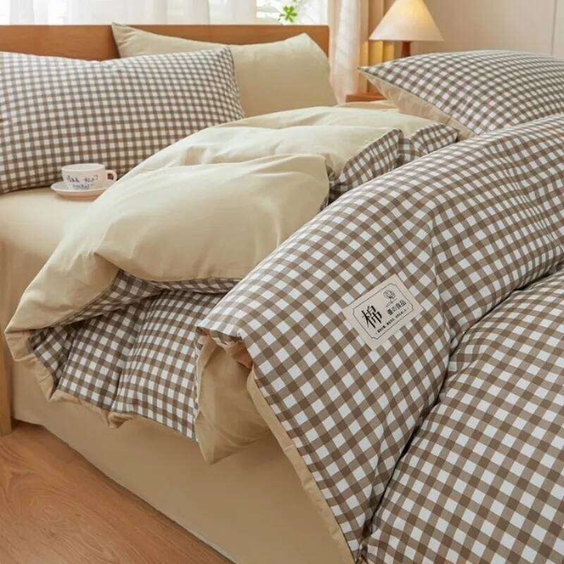 2025 new solid color matching pure cotton quilt cover bed four-piece student dormitory 3-piece set available in all seasons W260302