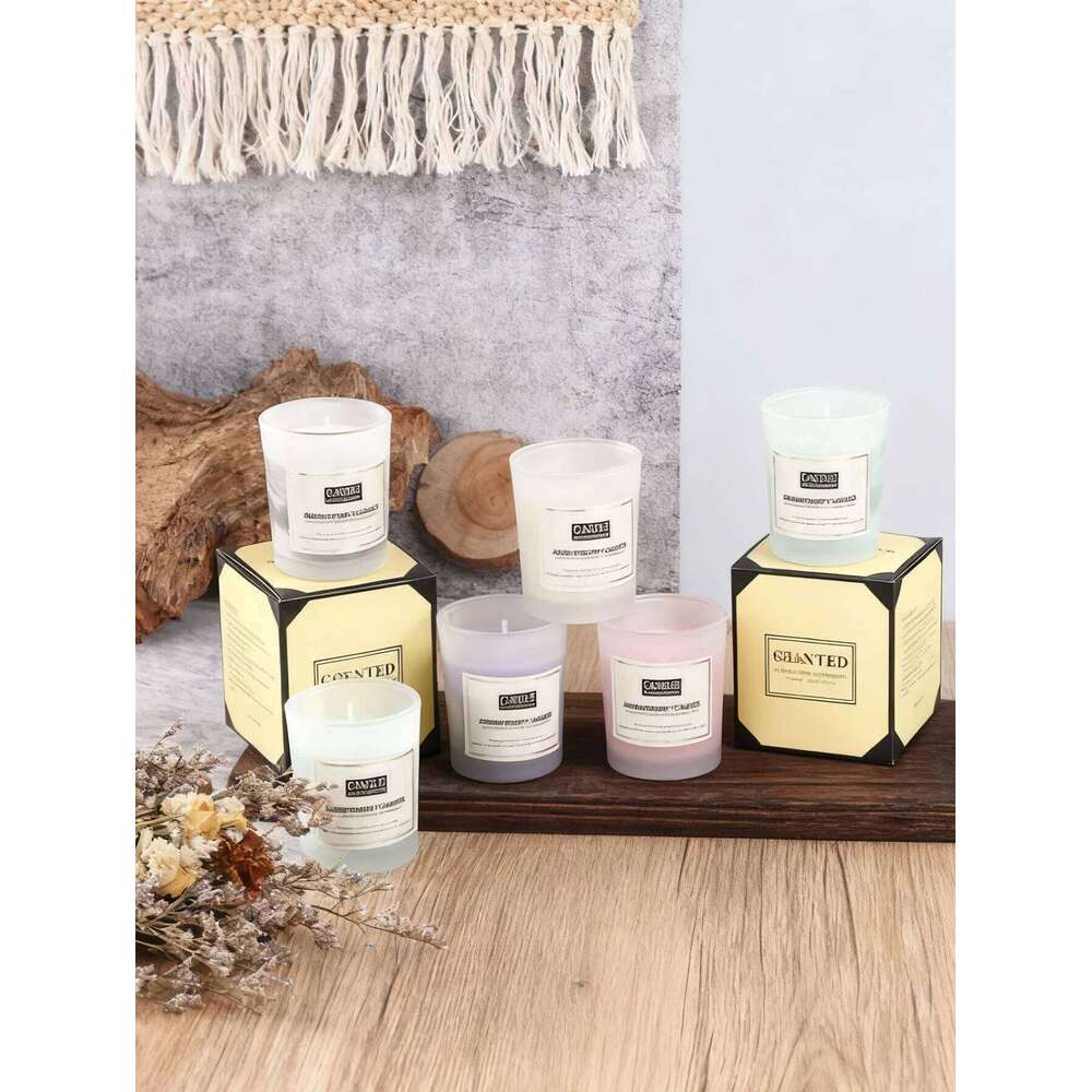 Glass cup, soy wax, aromatherapy candle, smoke-free, long-lasting fragrance, creative home decoration W260303