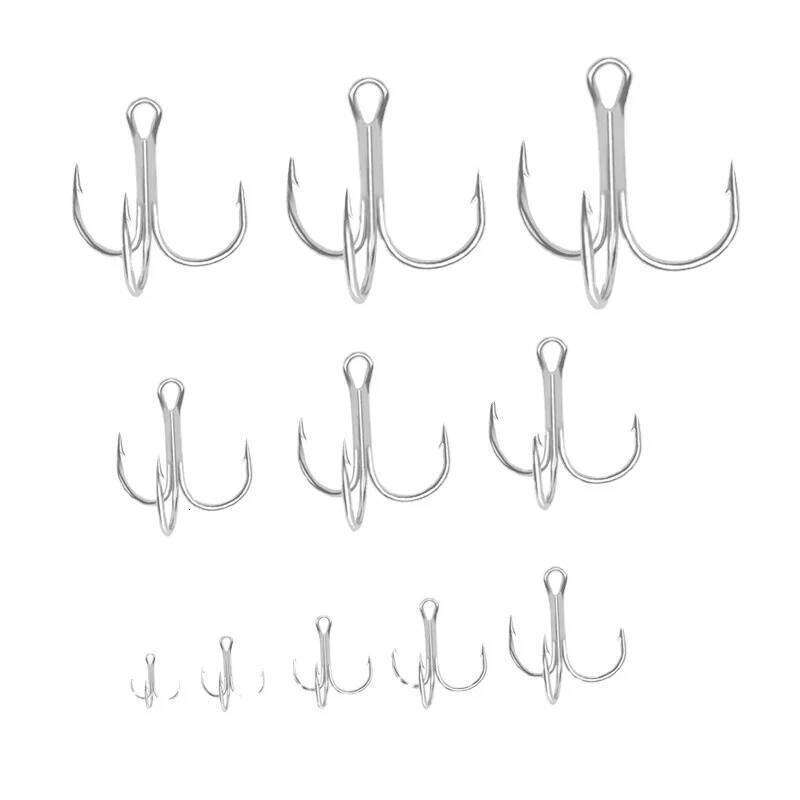 ORJD 50pcs Hooks Quality Nickel Triple Size 1#-12# Anchor Barbed Treble Hook High Carbon Steel Fishing Tackles Z260228