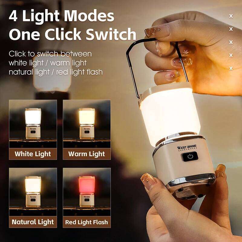 WEST BIKING Mini Outdoor Portable Camping Atmosphere Lantern 4 Modes Type-C Fast Charging Hanging Tent Light S260302