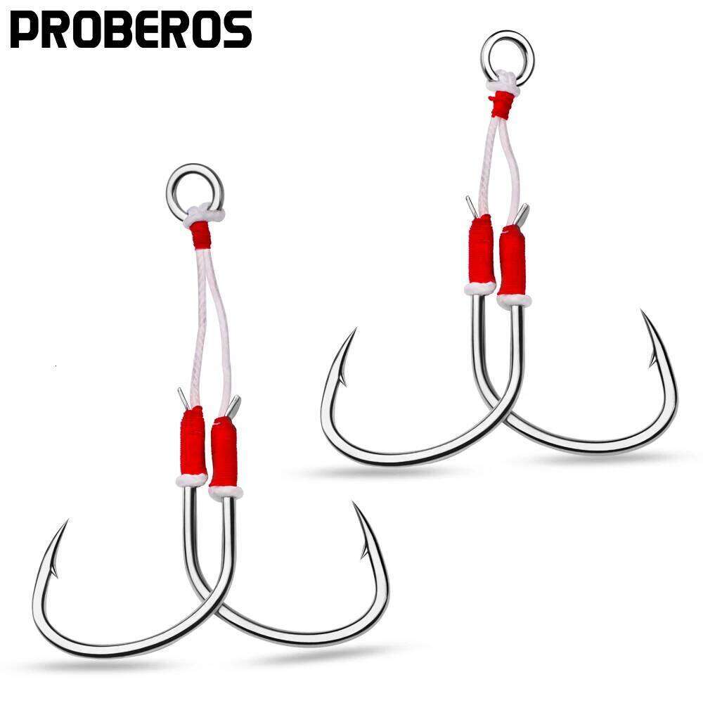 PROBEROS 2pcs Double Assist - High-Carbon Steel Hooks & Vertical Jigging Lures,Outdoor Fishing Accessories Z260228